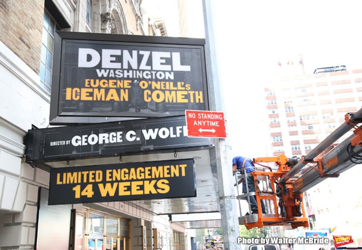 Theatre Marquee installation for Denzel Washington starring in  in 'Eugene O'Neill's The Iceman Cometh' at the  Bernard B. Jacobs Theatre on October 3, 2017 in New York City. at 