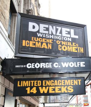 Theatre Marquee installation for Denzel Washington starring in in 'Eugene O'Neill's The Iceman Cometh' at the Bernard B. Jacobs Theatre on October 3, 2017 in New York City. @ BroadwayWorld Theatre Marquee installation for Denzel Washington starring in in 'Eugene O'Neill's Photo