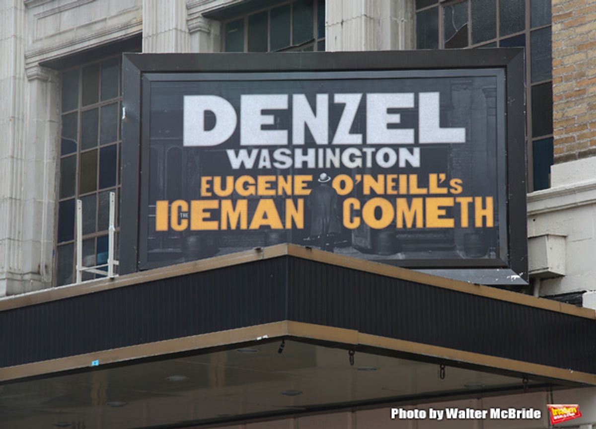 Theatre Marquee installation for Denzel Washington starring in  in 'Eugene O'Neill's The Iceman Cometh' at the  Bernard B. Jacobs Theatre on October 3, 2017 in New York City. at 