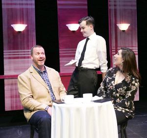 (From left to right) Gabe Thompson, Ian Shields, and Lyndsy Darland in the cast of the world premiere of â€"Choices†by Karen Schaeffer, Oct. 13-29, 2017, at the Des Moines Community Playhouse. Photo by Steve Gibbons. @ BroadwayWorld (From left to right) Gabe Thompson, Ian Shields, and Lyndsy Darland in the cast of th Photo