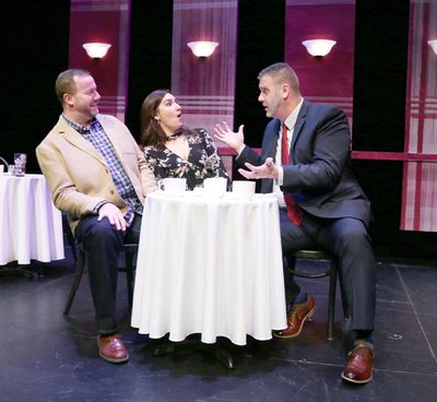 Liz (Lyndsy Darland) has to choose between two suitors, Pete (Gabe Thompson, left) an Photo