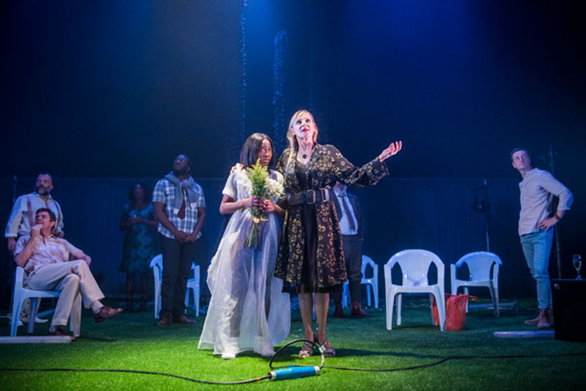 Nicolas Tennant, Paul Higgins, Michele Austin, Raphael Sowole, Adelayo Adedayo, Lesley Sharp, and Nicholas Gleaves at 