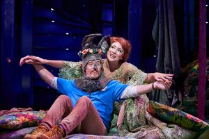 Titania (actor, Jillian Kates*) under Oberon's spell is smitten with Nick Bottom (actor, David Anthony Smith*) @ BroadwayWorld Titania (actor, Jillian Kates*) under Oberon's spell is smitten with Nick Bottom (act Photo