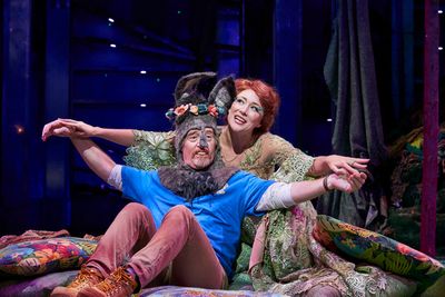 Titania (actor, Jillian Kates*) under Oberon's spell is smitten with Nick Bottom (act Photo