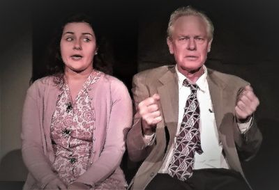After his tipsy daughter (portrayed by Jessica Mousley, left) finds him meeting with  Photo