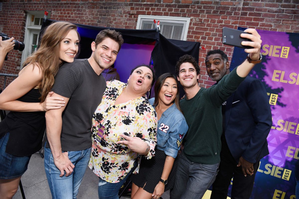 Laura Osnes, Jeremy Jordan, Keala Settle, Jenna Ushkowitz, Darren Criss and Norm Lewis at 