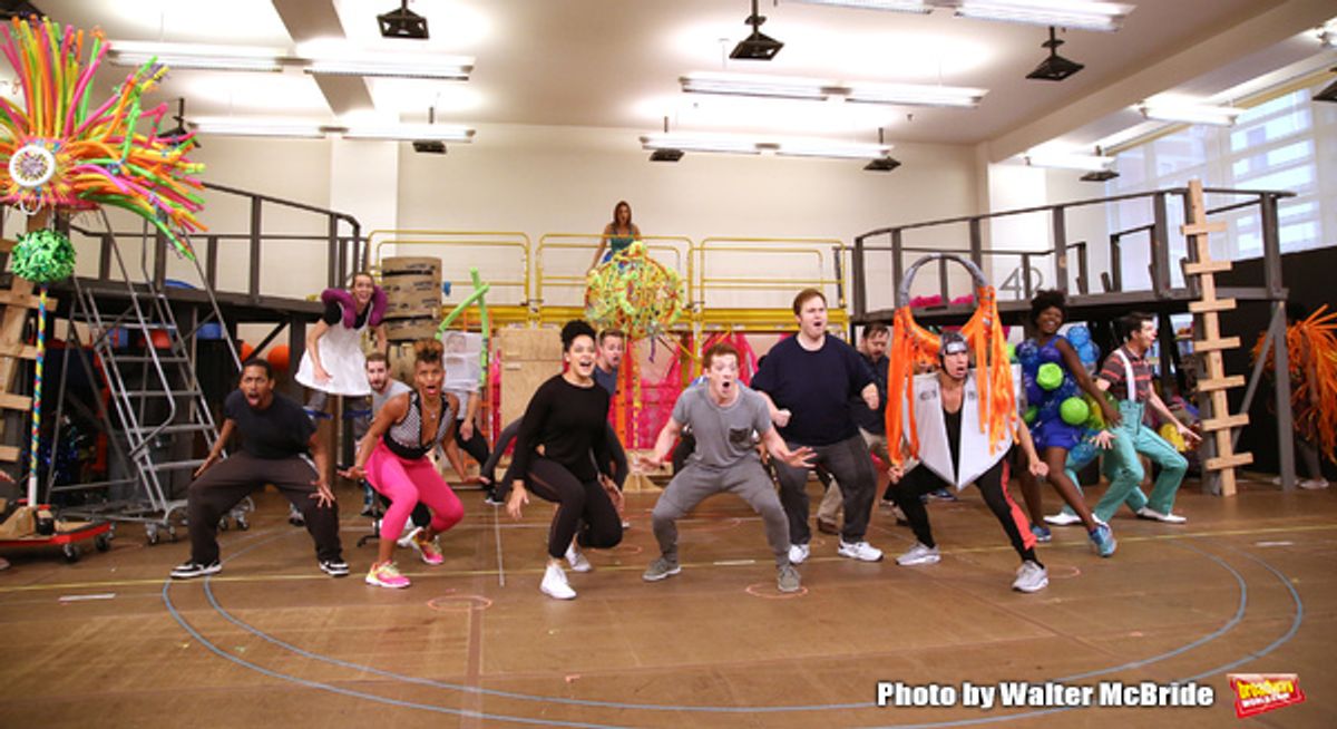 Lilli Cooper, Danny Skinner, Ethan Slater and Gavin Lee with cast  at 