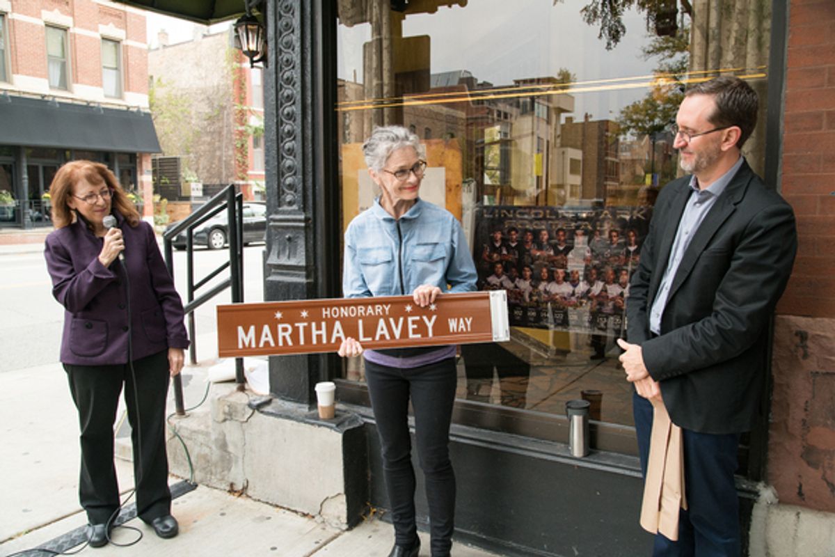 Alderman Michele Smith, Martha's sister Michele Dragisity and Executive  David Schmitz at 