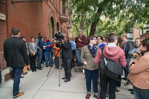 Crowd gathers for honorary street dedication in Martha Lavey's honor @ BroadwayWorld Crowd gathers for honorary street dedication in Martha Lavey's honor Photo