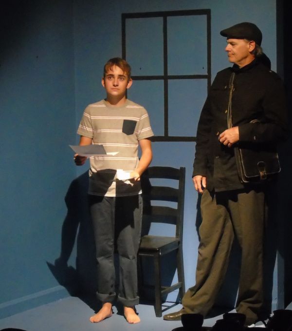 Buddy Handleson (Young Man) and Edgar Allan Poe IV (Postman) in afterlife: a ghost st Photo
