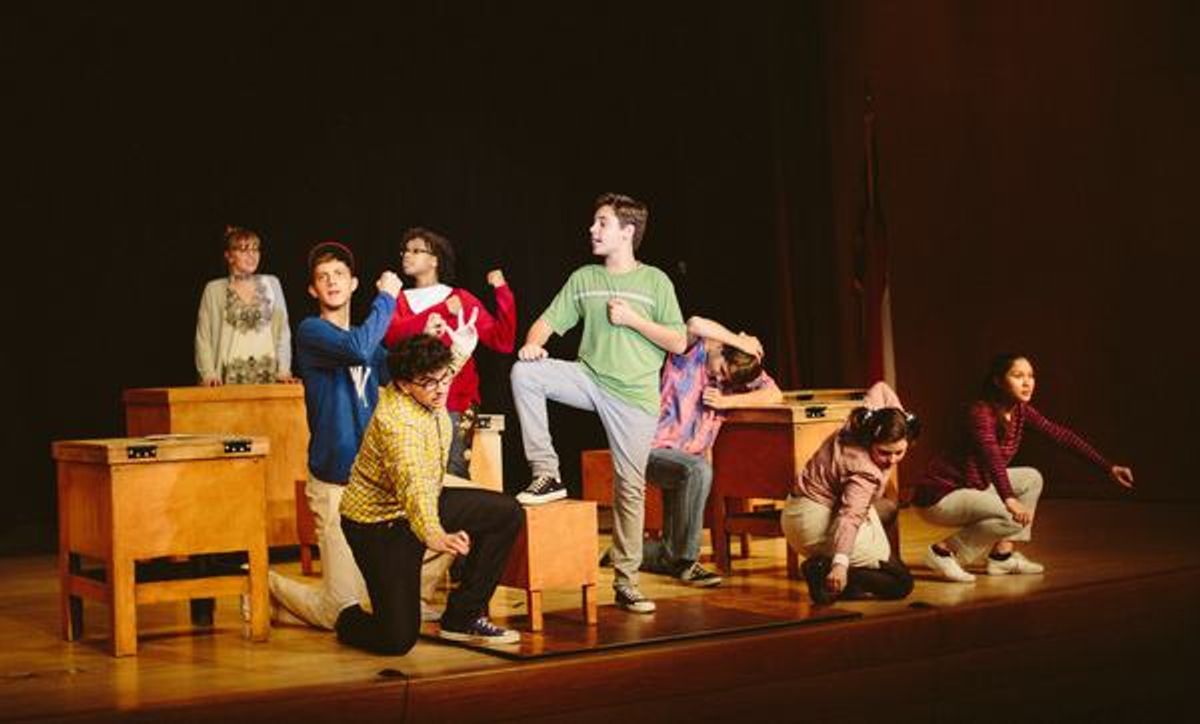 Mrs. Barrington (Emma Johnson), Anthony/Mr. Waller (Matt Ellington), Grace (TaMya Bland), Thomas/Henry (Logan Harrison), Robbie (Blake Rose), Sam (Keith Petersen), Rose/Mrs. Phillips (Jessica Soffian), Carla (Stacey Mejia-Montano) at 