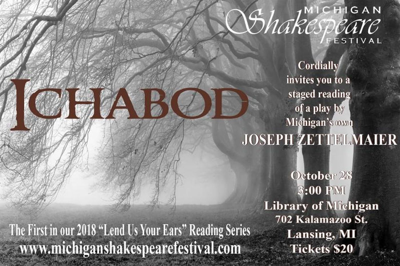 Michigan Shakespeare Festival Announces Cast for October 28th's ICHABOD  Image