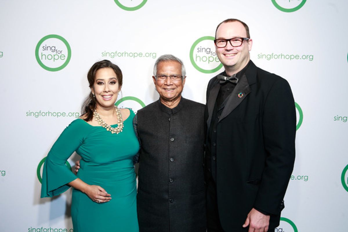 Monica Yunus, Muhammad Yunus, Dominique Dauster at 