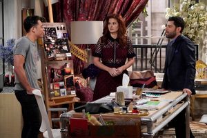 WILL & GRACE -- "How to Succeed in Business Without Really Crying" Episode 106 -- Pictured: Anthony Ramos as Tony, Debra Messing as Grace Adler, Max Greenfield as Eli Wolff -- (Photo by Chris Haston/NBC) @ BroadwayWorld WILL & GRACE -- "How to Succeed in Business Without Really Crying" Episode 106 -- Pic Photo