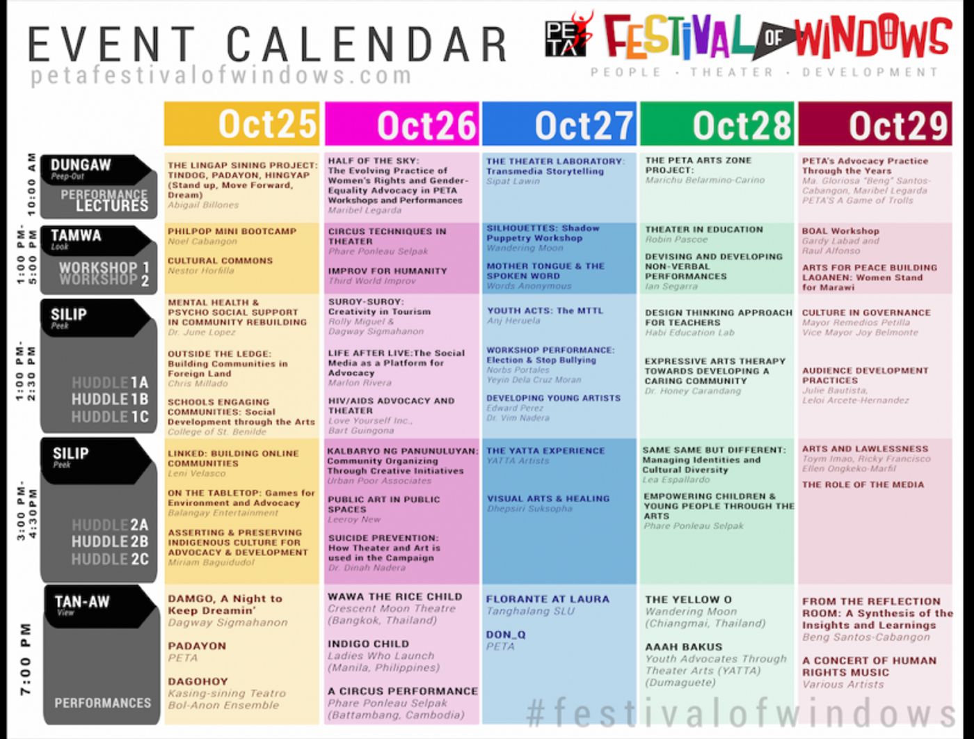 Check Out Event Calendar of PETA's FESTIVAL OF WINDOWS, 10/24-29  Image