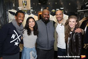 Tyler McKenzie, Lauren Boyd, James Monroe Tglehart, Jevon McFerrin and Eliza Ohman backstage before The Rockefeller Foundation and The Gilder Lehrman Institute of American History sponsored High School student #EduHam matinee performance of "Hamilton" at @ BroadwayWorld Tyler McKenzie, Lauren Boyd, James Monroe Tglehart, Jevon McFerrin and Eliza Ohman ba Photo