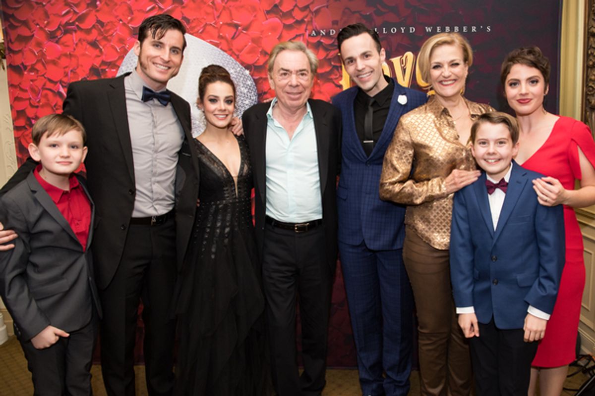 Jake Heston Miller, Sean Thompson, Meghan Picerno, Andrew Lloyd Webber, Bronson Norris Murphy, Karen Mason, Casey Lyons and Mary Michael Paterson at 