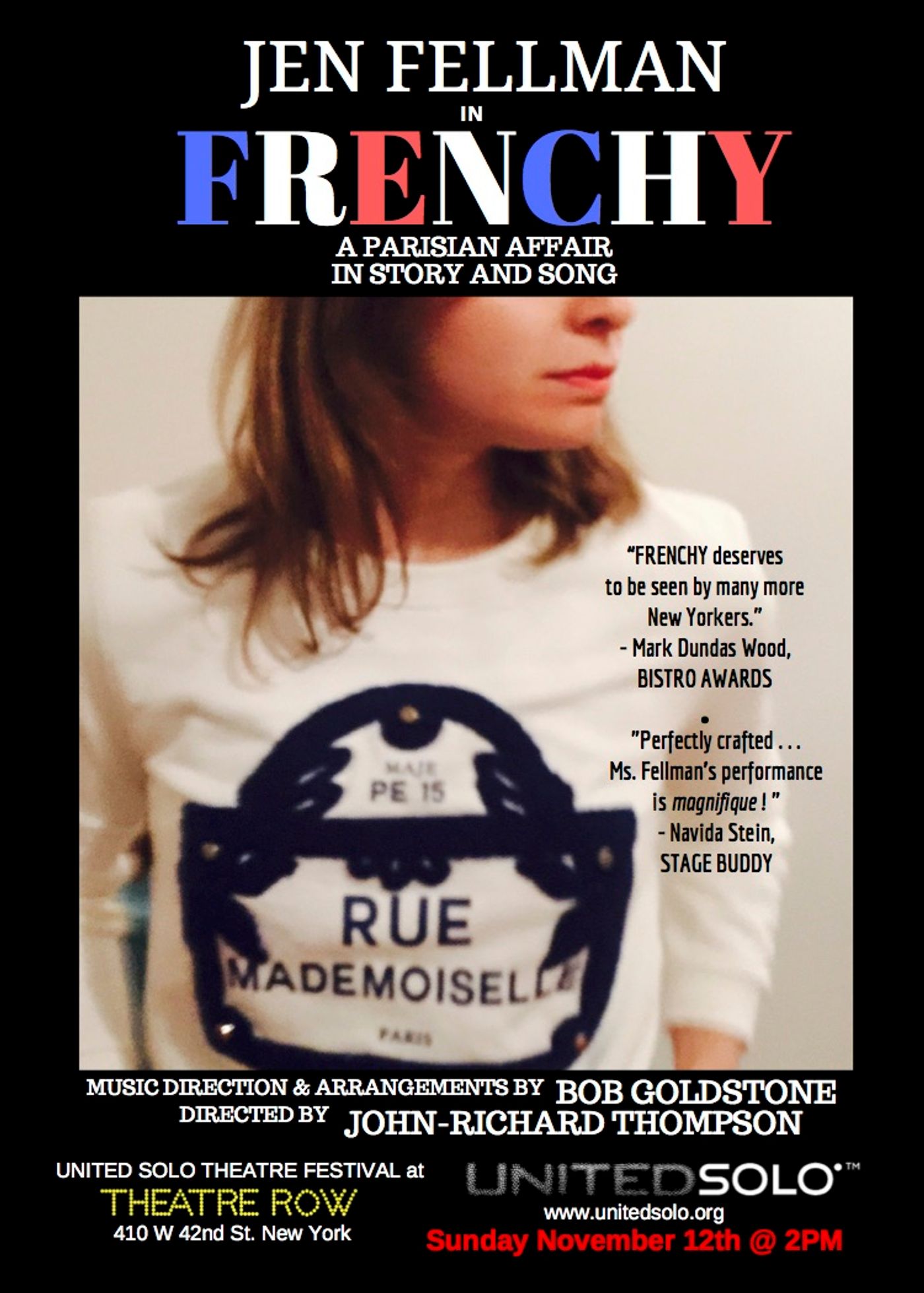 Jen Fellman's Hit Show FRENCHY - A PARISIAN AFFAIR to Play United Solo  Image