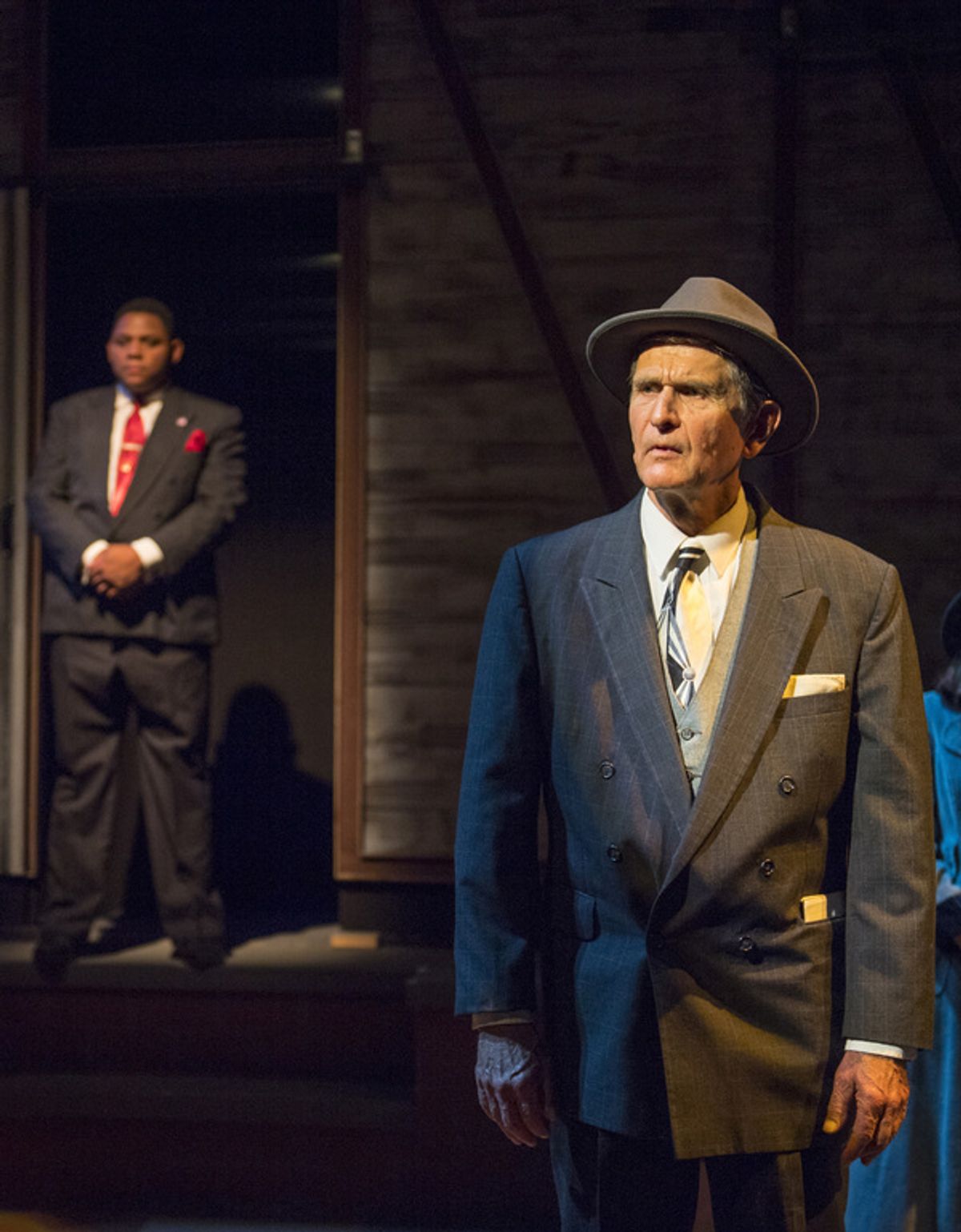 Doremus Jessup (Vic Prosak - right), a liberal newspaper editor, questions the candidacy of Buss Windrip (Thomas Times - left) in It Can't Happen Here, a new play based on Sinclair Lewisâ€™ eerily prescient 1935 novel, adapted for the stage by Tony Taccon at 