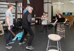 Director B.H. Barry and company in rehearsal for his newest show, The Enlightenment o Photo