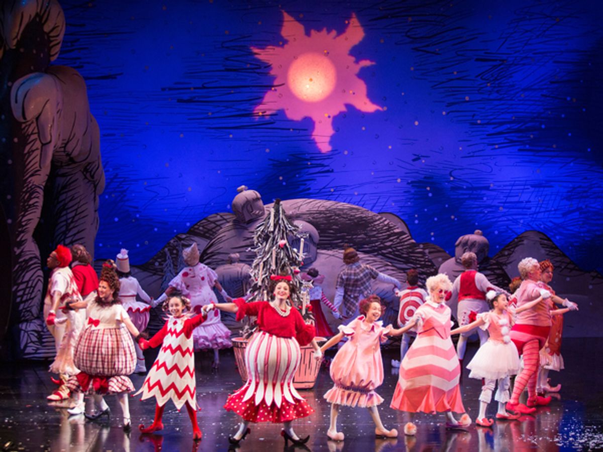 The cast of Dr. Seuss's How the Grinch Stole Christmas at The Old Globe at 
