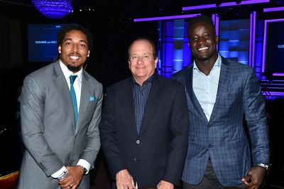 Tre Boston, Dean Spanos, Jerry Attaochu Photo