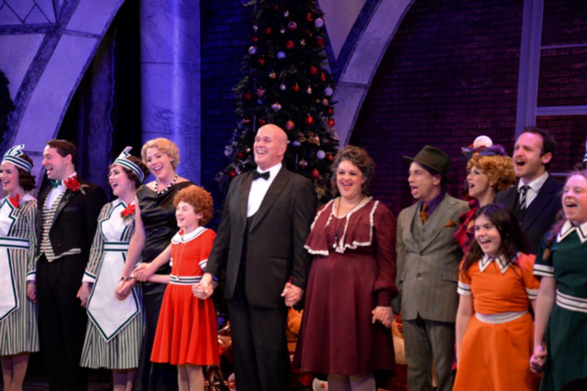 Elizabeth Broadhurst, Presley Ryan, George Dvorsky, Lynn Andrews, Jon Peterson, Gina Milo and the Cast of Annie at 