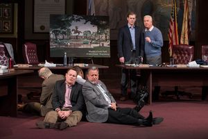 (sitting) Danny McCarthy (Mr. Hanratty) and Jeff Still (Mr. Assalone) and (standing) Cliff Chamberlain (Mr. Peel) and ensemble member William Petersen (Mayor Superba) @ BroadwayWorld (sitting) Danny McCarthy (Mr. Hanratty) and Jeff Still (Mr. Assalone) and (standing) Photo