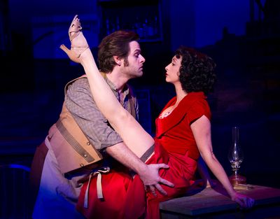 Cole Burden as Lank Hawkins and Natascia Diaz as Irene Roth Photo