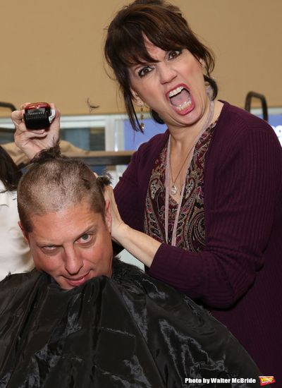 Christopher Sieber during his 'Daddy Warbucks' hair transition with the help from Bre Photo