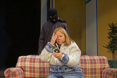  (l to r): The Mysterious Ski Enthusiast and Lynn Nissenbaum as Adele
 Photo
