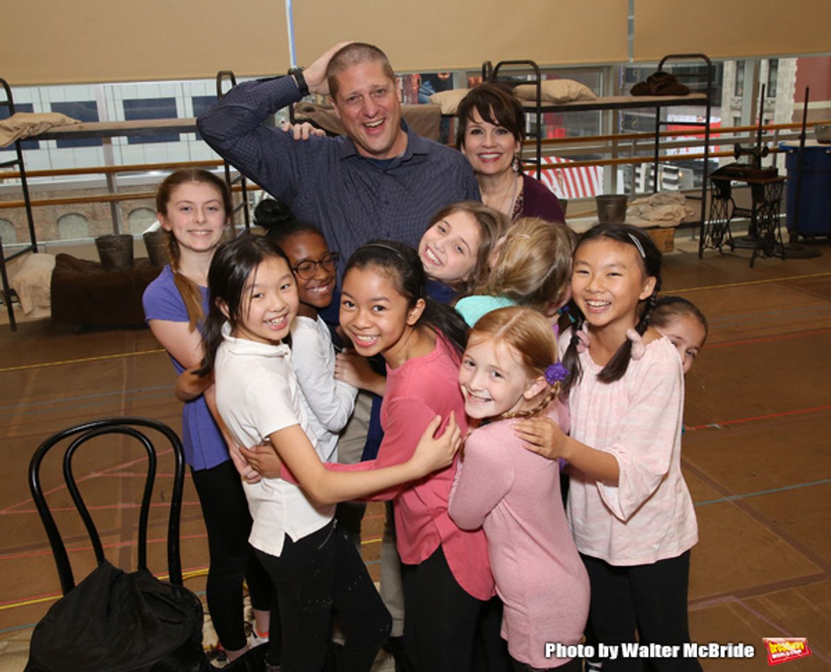 Christopher Sieber and Beth Leavel with  Cassidy Pry and Peyton Ella and cast at 