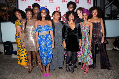 Jocelyn Bioh, Rebecca Taichman, and the cast of SCHOOL GIRLS Photo