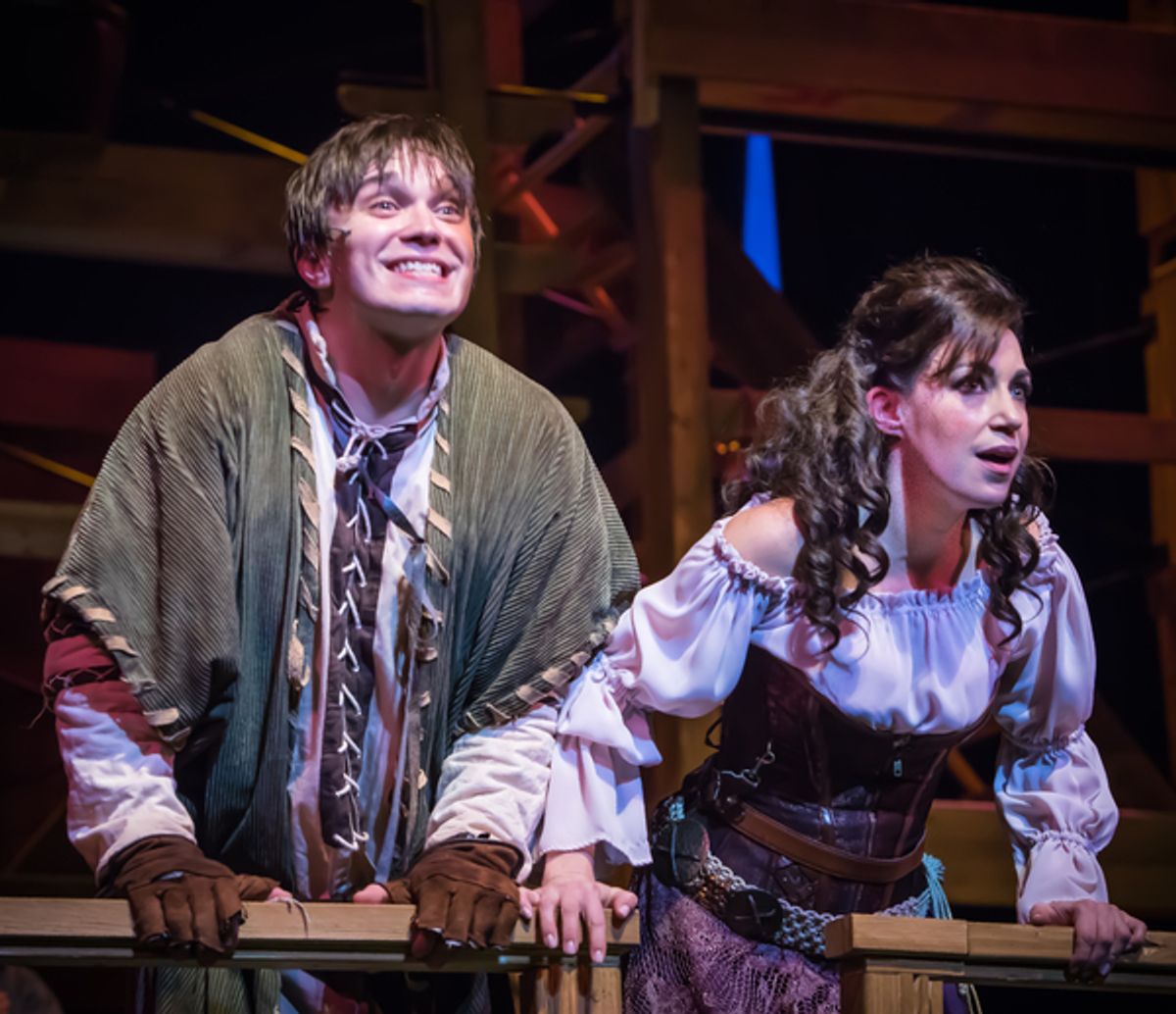 Andrew Keeler as Quasimodo and Catherine Carpenter Cox as Esmeralda at 