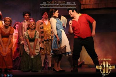 Gaston (Corey Martin), Belle (Katie Ferretti), and the Townspeople Photo