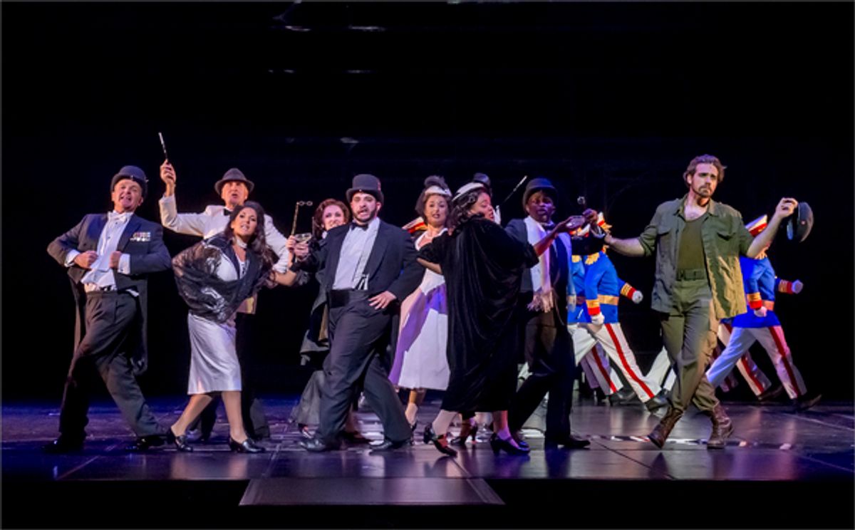 Jonathan Roxmouth and the company of EVITA at 