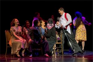 Emma Kingston, Anton Luitingh and the company of EVITA Photo