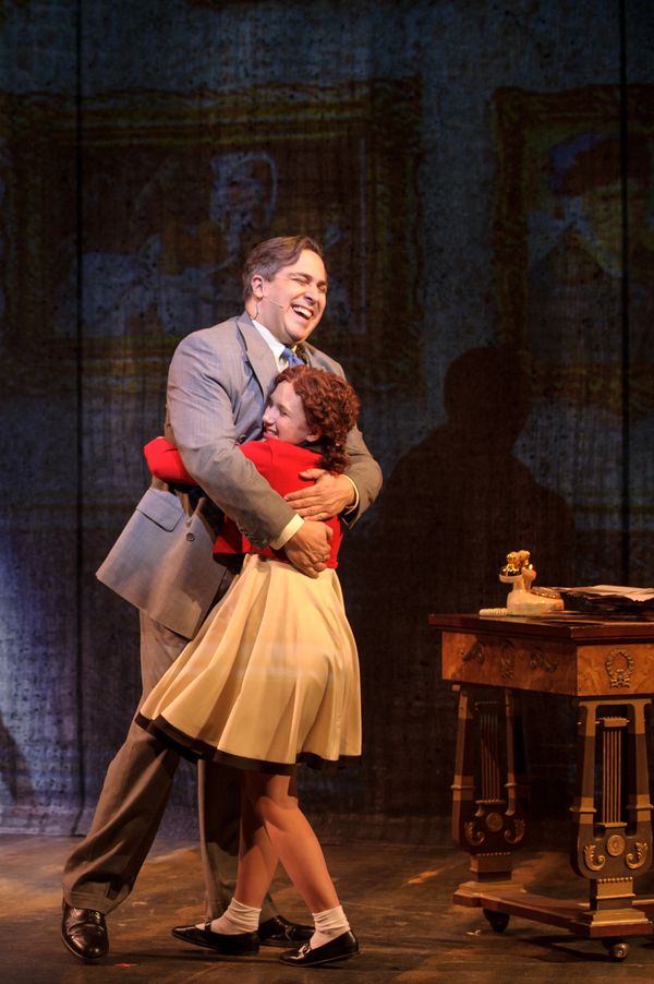  Andrew Varela (Oliver Warbucks) and Eloise Field (Annie in LIGHT cast) in rehearsal  Photo