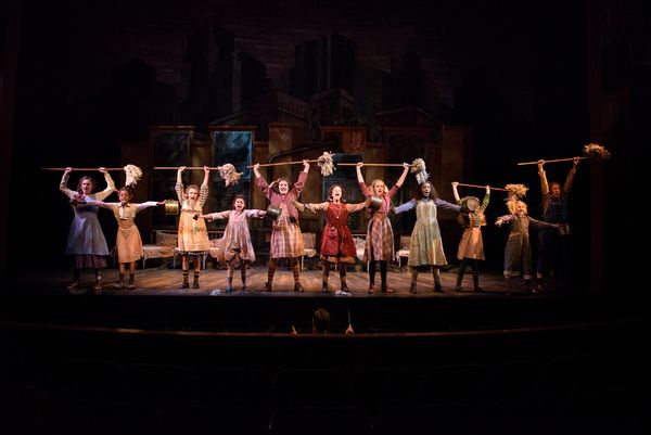 KyLee Hennes, center (Annie in SKY cast) performs with the SKY cast of Annie in… Photo