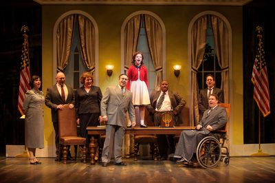 KyLee Hennes (Annie in SKY cast), center, with the cast in rehearsal for Skylight Mus Photo