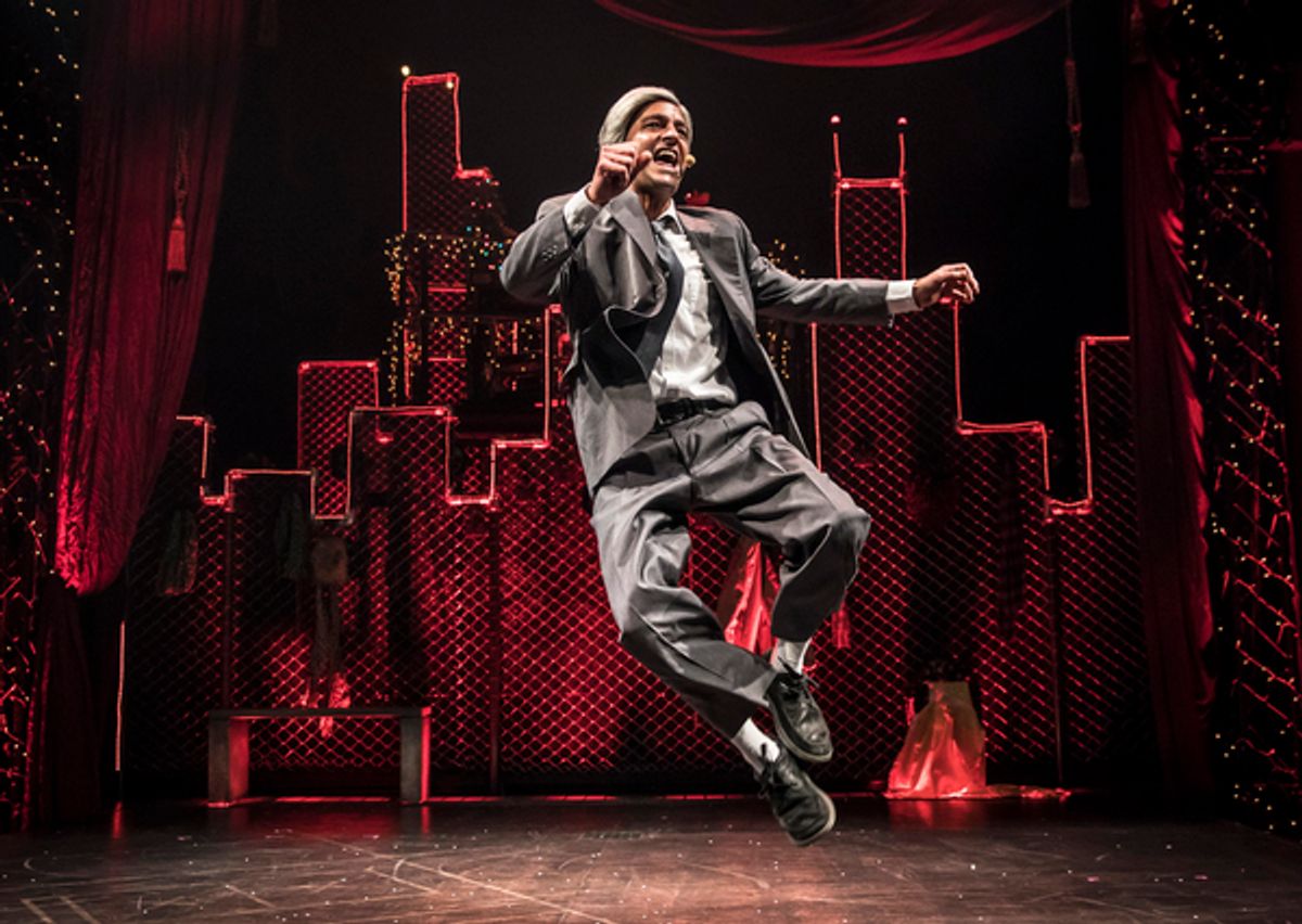 Scrooge (GQ, at center) embraces the magic of the holiday season in Chicago Shakespeare Theaterâ€™s production of Q Brothers Christmas Carol, presented in The Yard at Chicago Shakespeare, November 21â€“December 31, 2017. Photo by Liz Lauren.

 at 