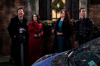 Pictured bottom: (l-r) Sean Hayes as Jack McFarland, Megan Mullally as Karen Walker,  Photo