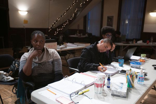 Director Nataki Garrett, playwright Aziza Barnes and script supervisor Regina Victor Photo