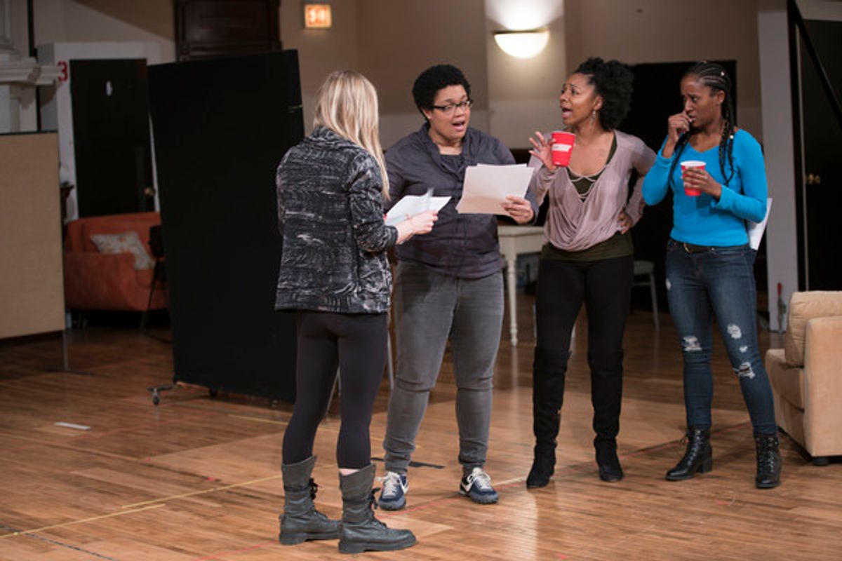 Kelly O'Sullivan (That Bitch on the Couch/White Woman), Danielle Davis (Ry), Nora Carroll (Octavia) and Celeste Cooper (Imani)  at 