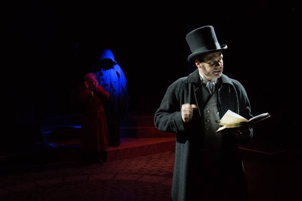 JOSEPH GRANT (Scrooge), ED JACOBS (Ghost of Christmas Yet to Come and W. SCOTT PINKST Photo