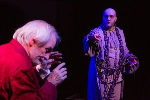 JOSEPH GRANT (Scrooge) and ALEX KOERGER (Marley) from the Lakewood Playhouse Producti Photo