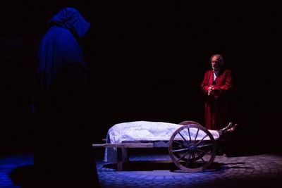 JOSEPH GRANT (Scrooge) and ED JACOBS (Ghost of Christmas Yet to Come) from the Lakewo Photo