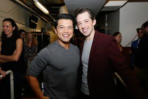 From left, actor Vincent Rodriguez III and cast member Josh Grisetti backstage after the opening night performance of "Something Rotten!" at Center Theatre Group/Ahmanson Theatre on Tuesday, November 21, 2017, in Los Angeles, California. (Photo by Ryan Mi @ BroadwayWorld From left, actor Vincent Rodriguez III and cast member Josh Grisetti backstage after Photo