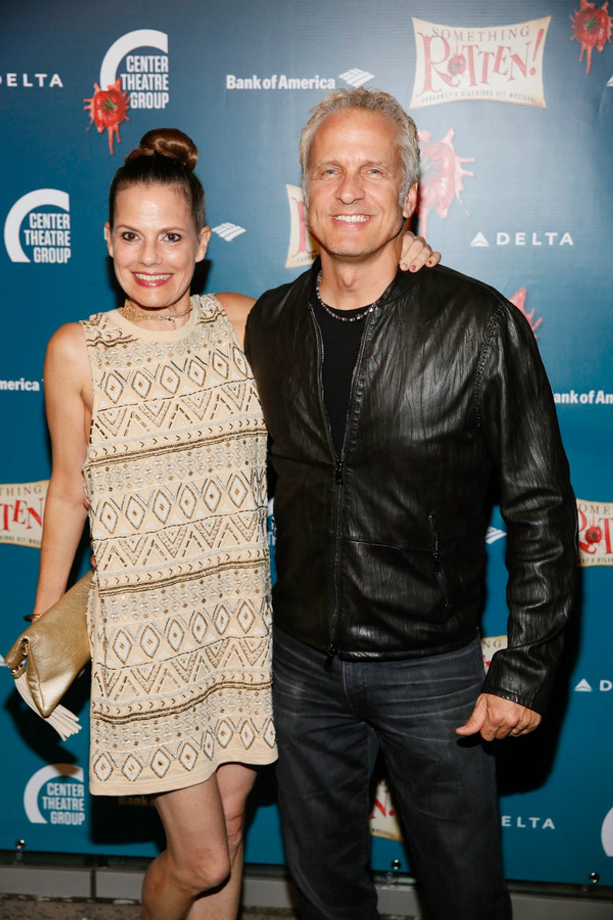 Actors Suzanne Cryer and Patrick Fabian arrive for the opening night performance of 'Something Rotten!' at Center Theatre Group/Ahmanson Theatre on Tuesday, November 21, 2017, in Los Angeles, California. (Photo by Ryan Miller/Capture Imaging) at 