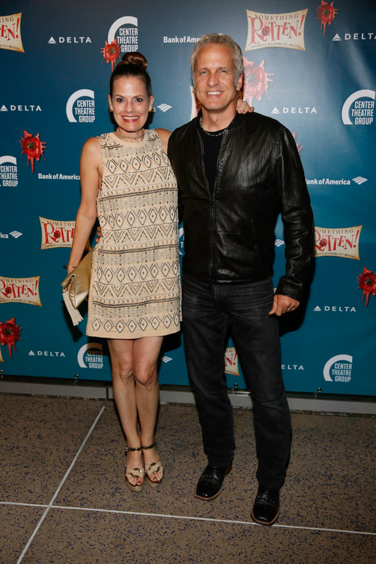 Actors Suzanne Cryer and Patrick Fabian arrive for the opening night performance of 'Something Rotten!' at Center Theatre Group/Ahmanson Theatre on Tuesday, November 21, 2017, in Los Angeles, California. (Photo by Ryan Miller/Capture Imaging) at 